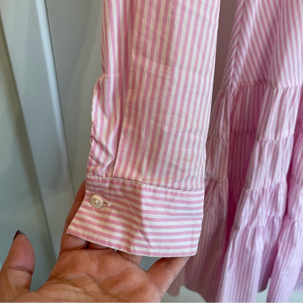 Gianni Bini Pink & White Striped Mini Shirt Dress - Picture 4 of 9